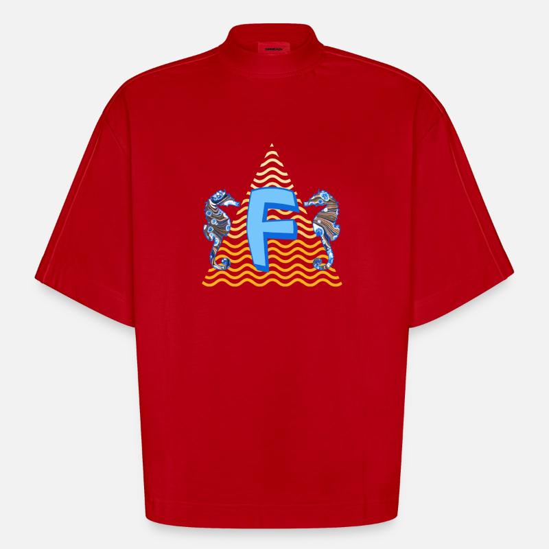 seepferdchen e 262 f - Heavyweight Oversized Organic Boxy T-Shirt Made in EU - Rot