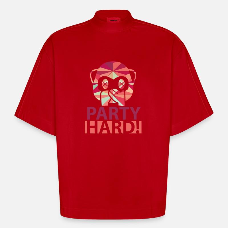 Party Hard - Heavyweight Oversized Organic Boxy T-Shirt Made in EU - Rot