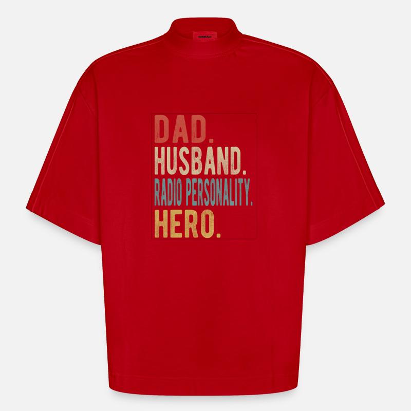 Radiomoderator Papa Ehemann Held - Heavyweight Oversized Organic Boxy T-Shirt Made in EU - Rot