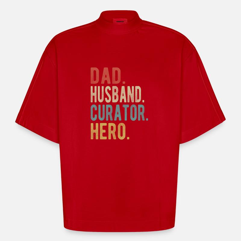 Kurator Papa Ehemann Held - Heavyweight Oversized Organic Boxy T-Shirt Made in EU - Rot