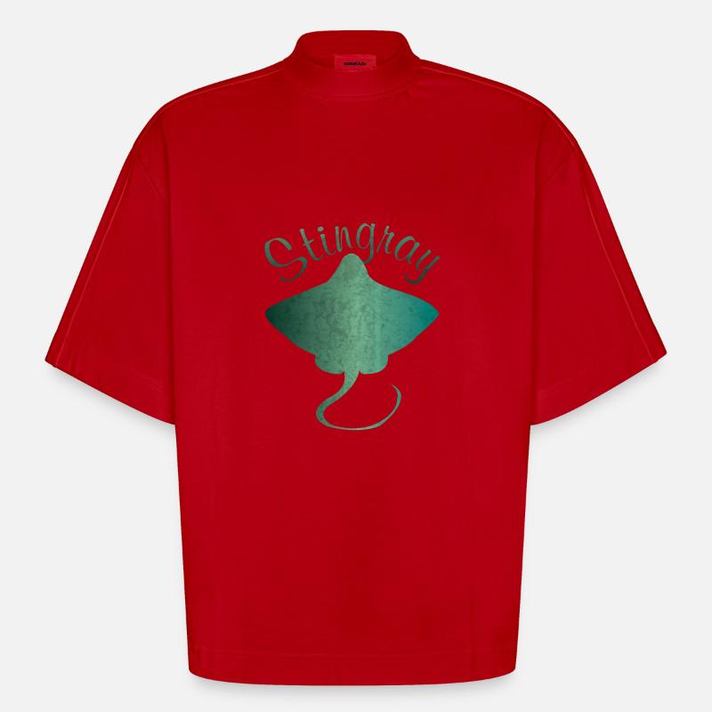 Rochen Stechrochen Stachelrochen Geschenk - Heavyweight Oversized Organic Boxy T-Shirt Made in EU - Rot