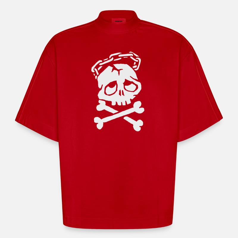Träumender Schädel - Heavyweight Oversized Organic Boxy T-Shirt Made in EU - Rot