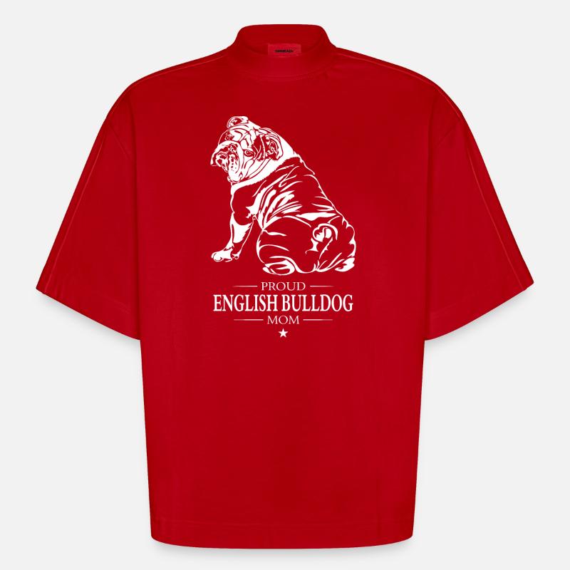 Bouledogue anglais Chiens Wilsigns - T-shirt bio épais oversize Boxy fabriqué en UE - rouge