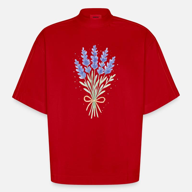 Lavendel Sträußchen - Heavyweight Oversized Organic Boxy T-Shirt Made in EU - Rot