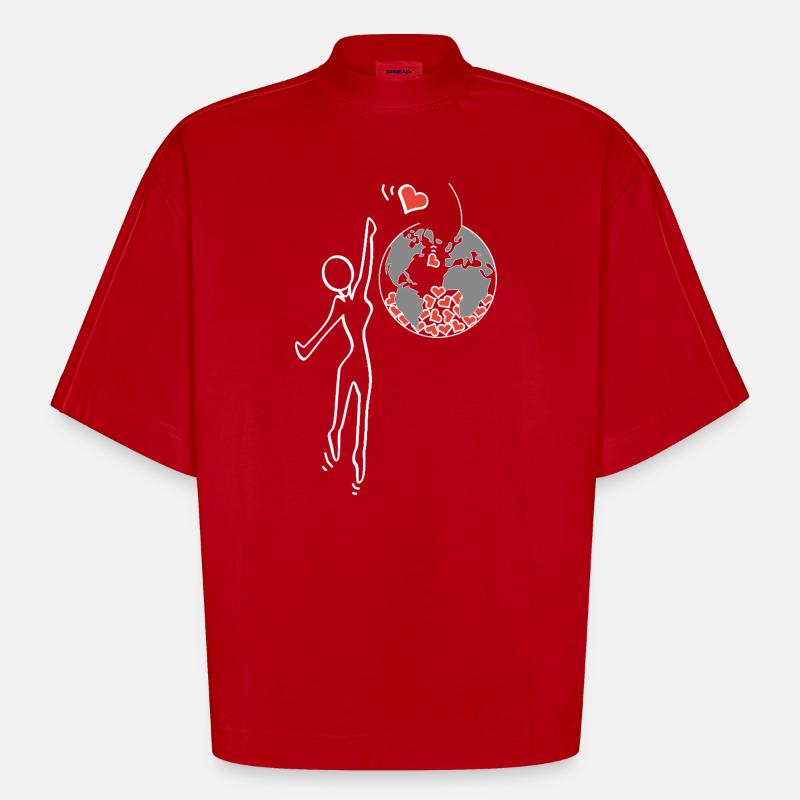 Gib Liebe - Heavyweight Oversized Organic Boxy T-Shirt Made in EU - Rot