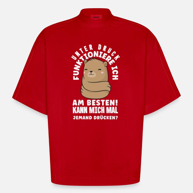 I function best under pressure - Heavyweight Oversized Organic Boxy T-Shirt Made in EU - red