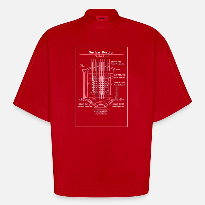 Plan directeur du réacteur nucléaire - T-shirt bio épais oversize Boxy fabriqué en UE - rouge