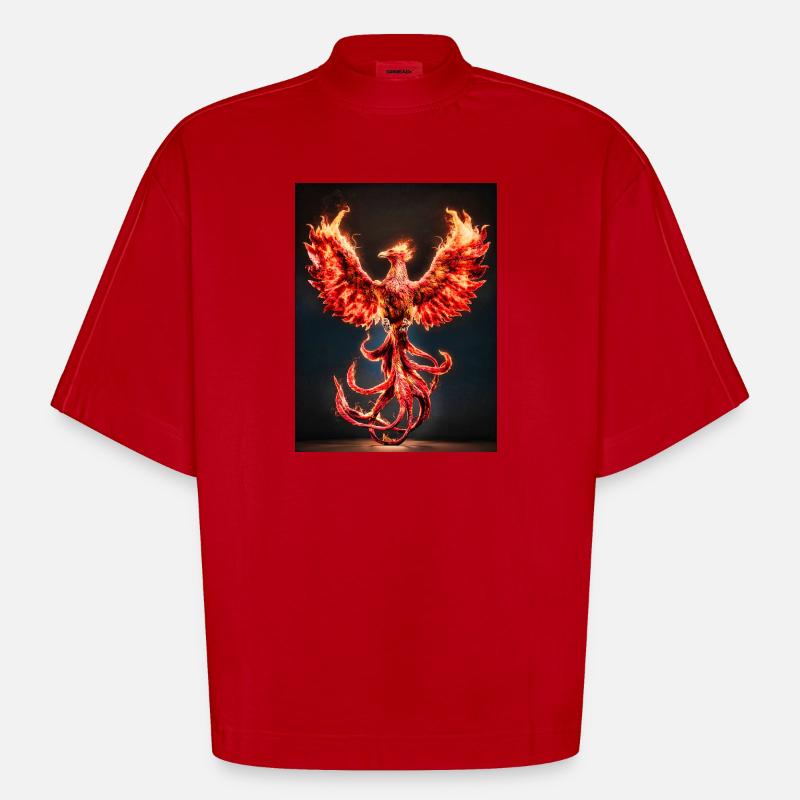 Explosion de Phoenix Firecrest - T-shirt bio épais oversize Boxy fabriqué en UE - rouge