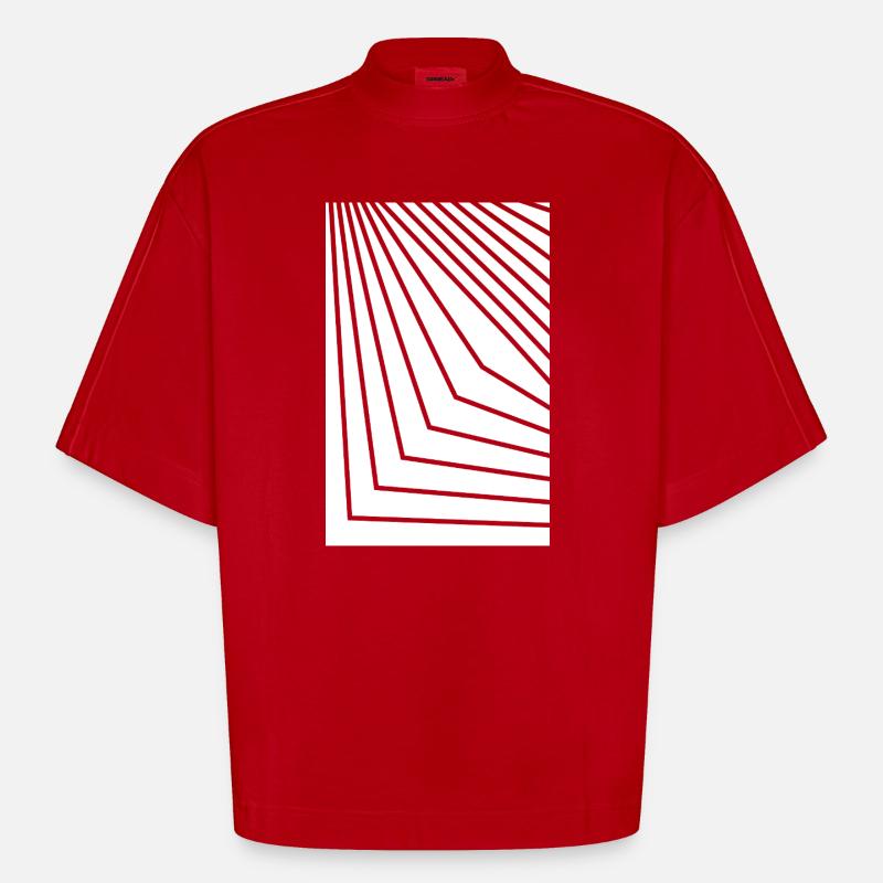 Angular Concentric Lines - Heavyweight Oversized Organic Boxy T-Shirt Made in EU - red