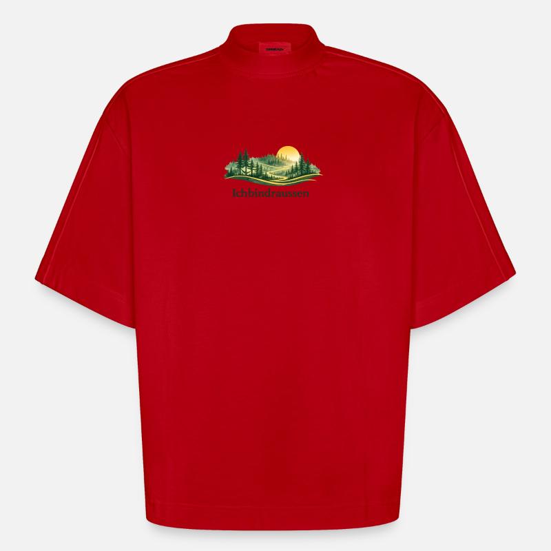 Ich bin draussen - Heavyweight Oversized Organic Boxy T-Shirt Made in EU - Rot