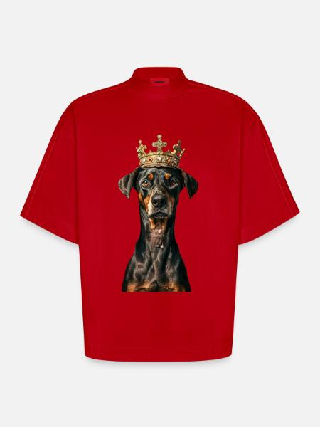 Doberman - T-shirt bio épais oversize Boxy fabriqué en UE - rouge