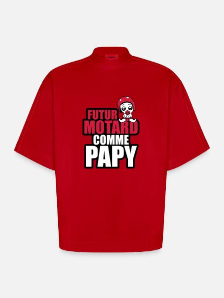 futur motard comme papy - T-shirt bio épais oversize Boxy fabriqué en UE - rouge