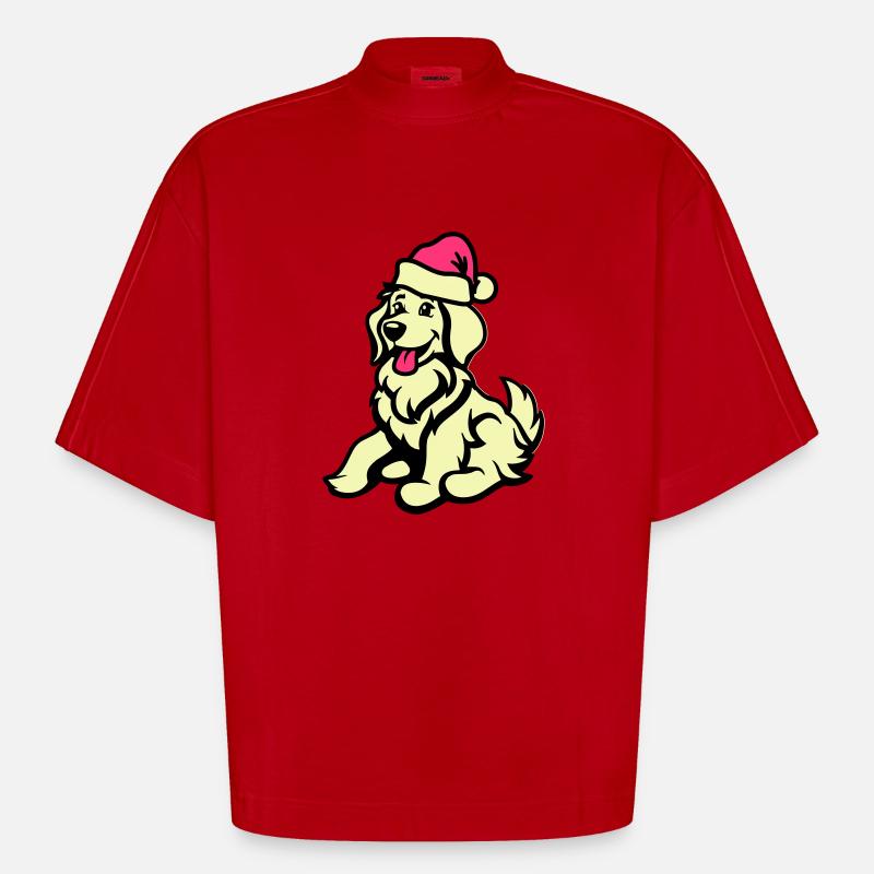 hund comic tier weihnachten - Heavyweight Oversized Organic Boxy T-Shirt Made in EU - Rot