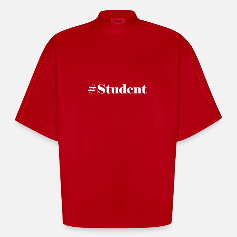 #Student Logo Blanc - T-shirt bio épais oversize Boxy fabriqué en UE - rouge