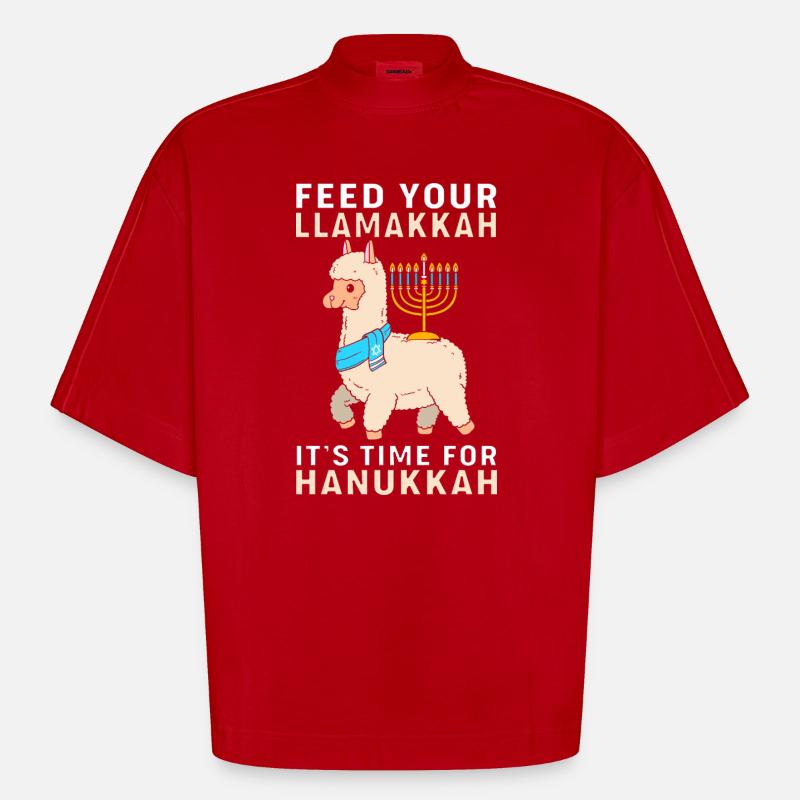 Hanoukka Hanoukka Hanoukka Lama - T-shirt bio épais oversize Boxy fabriqué en UE - rouge
