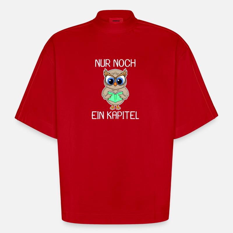 Eule Lesen Buch Bücher - Heavyweight Oversized Organic Boxy T-Shirt Made in EU - Rot