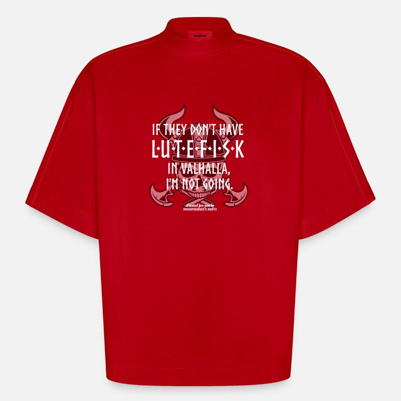 Lutefisk in Valhalla - Heavyweight Oversized Organic Boxy T-Shirt Made in EU - red