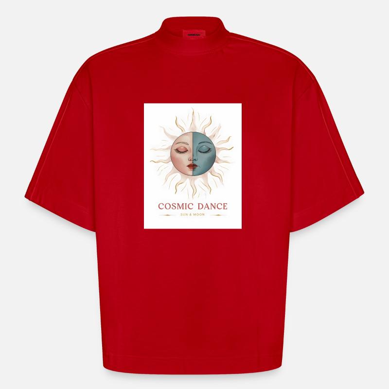 Danse Cosmique Don Spirituel - T-shirt bio épais oversize Boxy fabriqué en UE - rouge