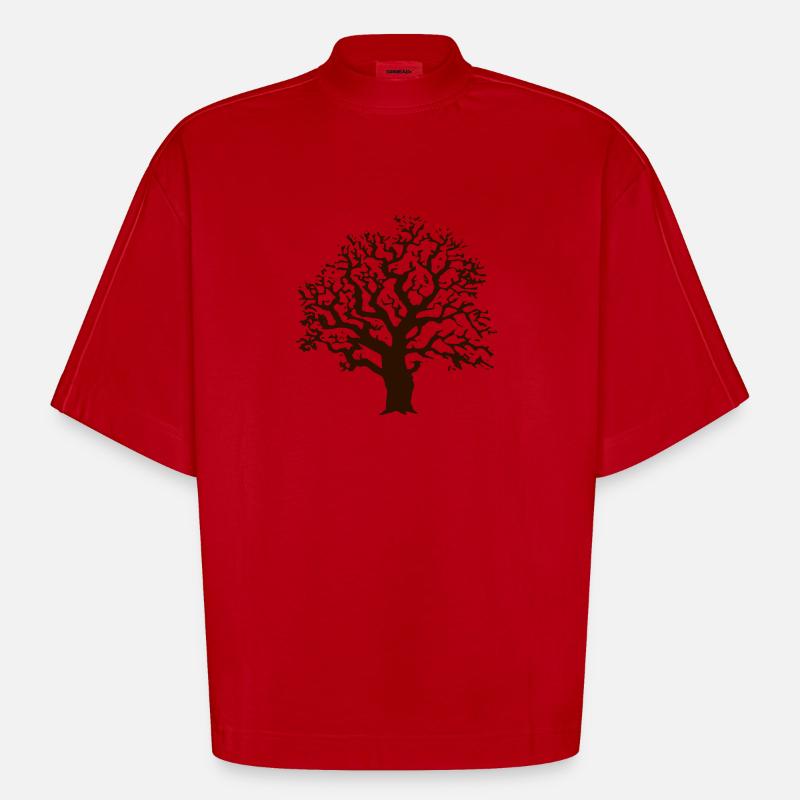 Baum Eiche - Heavyweight Oversized Organic Boxy T-Shirt Made in EU - Rot