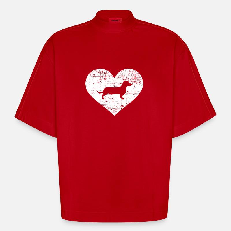 Teckel - T-shirt bio épais oversize Boxy fabriqué en UE - rouge