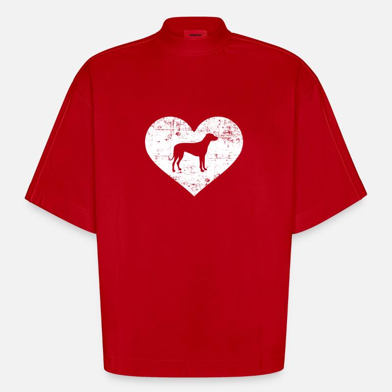 Rhodesian Ridgeback - T-shirt bio épais oversize Boxy fabriqué en UE - rouge