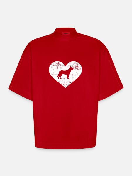 German Shepherd - Heavyweight Oversized Organic Boxy T-Shirt Made in EU - red