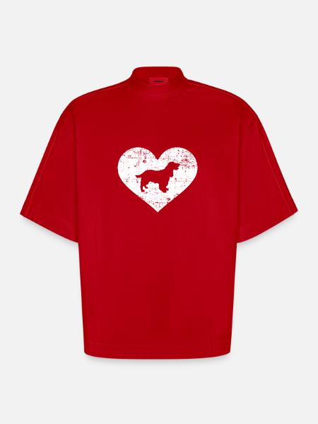 Cocker Spaniel - T-shirt bio épais oversize Boxy fabriqué en UE - rouge