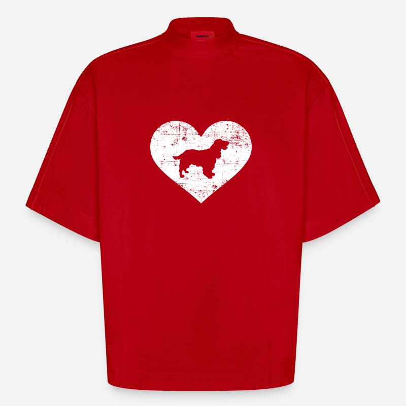 Cocker Spaniel - T-shirt bio épais oversize Boxy fabriqué en UE - rouge