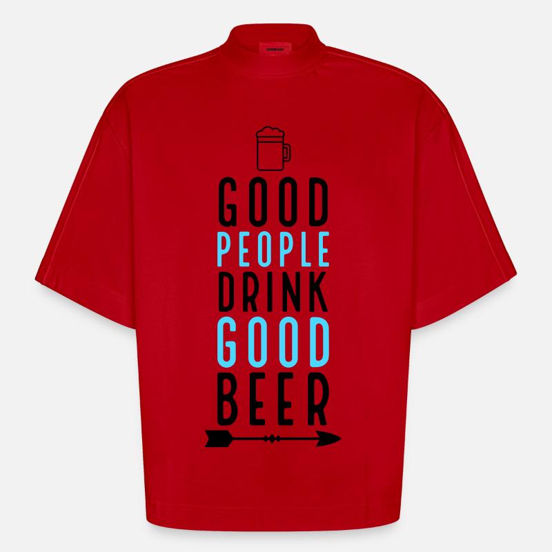 Bier - Heavyweight Oversized Organic Boxy T-Shirt Made in EU - Rot