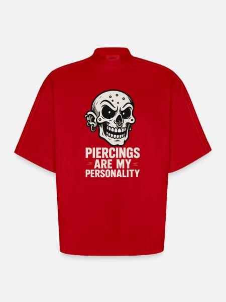 Piercing Addict Body Mod Enthusiast - Heavyweight Oversized Organic Boxy T-Shirt Made in EU - red