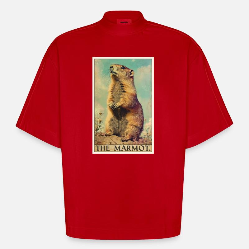 Marmots Groundhog - Heavyweight Oversized Organic Boxy T-Shirt Made in EU - red