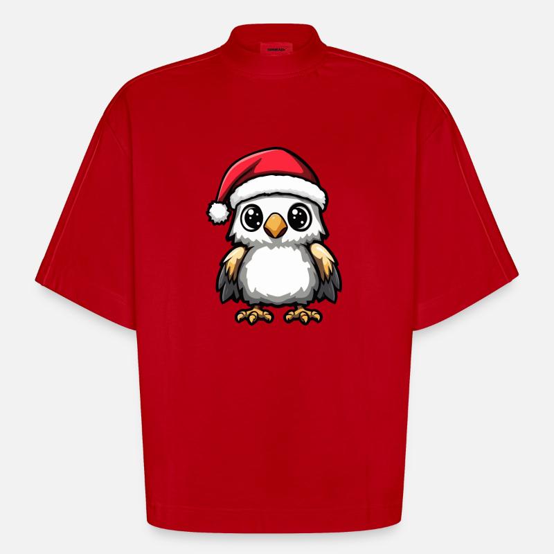 Aigle Noël mignon - T-shirt bio épais oversize Boxy fabriqué en UE - rouge