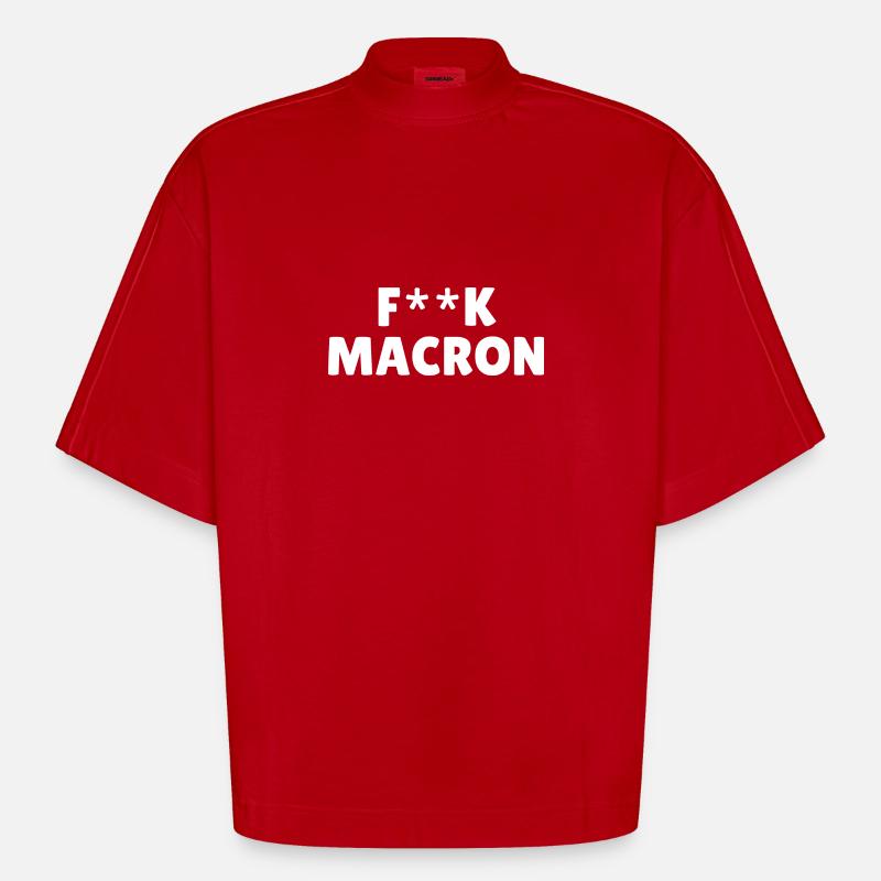 F**K Macron - T-shirt bio épais oversize Boxy fabriqué en UE - rouge