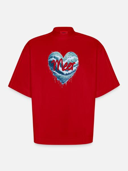 Das Meer im Herzen - Heavyweight Oversized Organic Boxy T-Shirt Made in EU - Rot