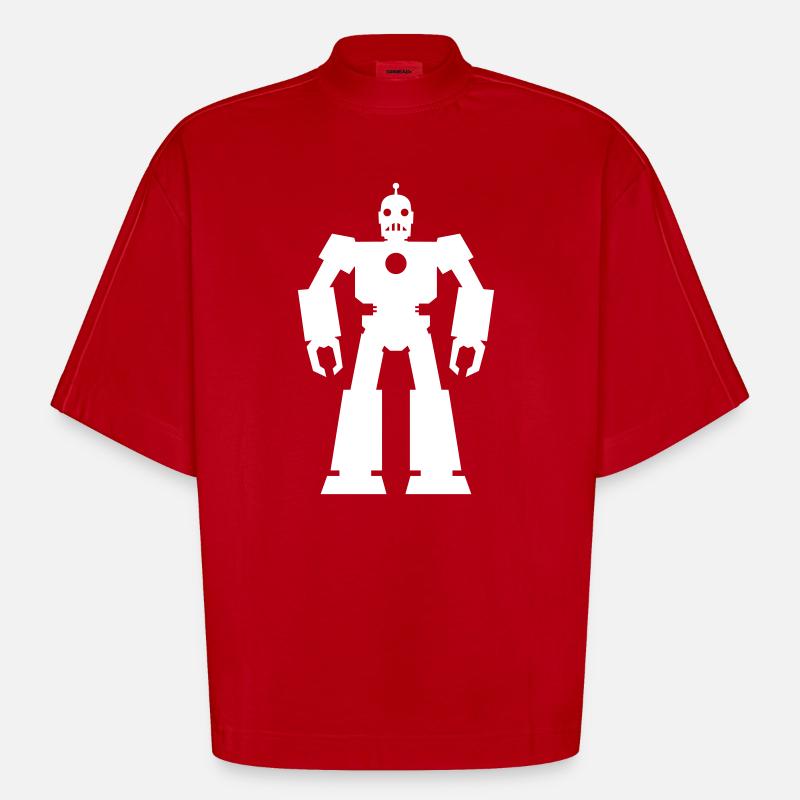 Roboter – KI Technik Sci-Fi Nerd Design - Heavyweight Oversized Organic Boxy T-Shirt Made in EU - Rot