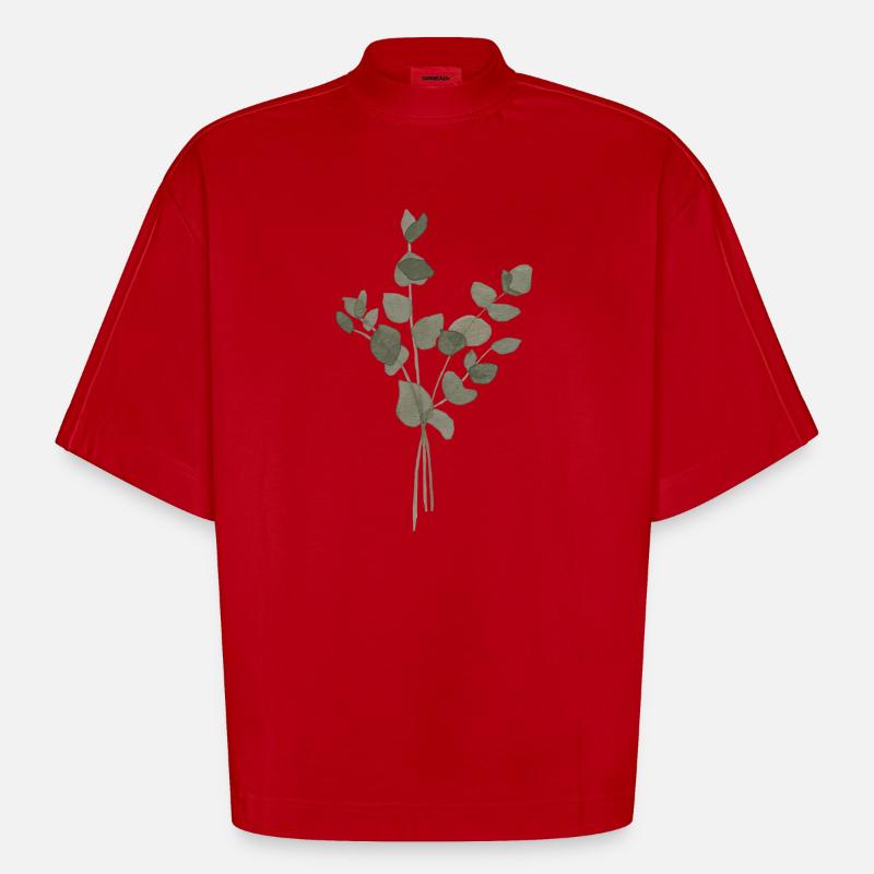 Eukalyptus-Aquarell - Heavyweight Oversized Organic Boxy T-Shirt Made in EU - Rot