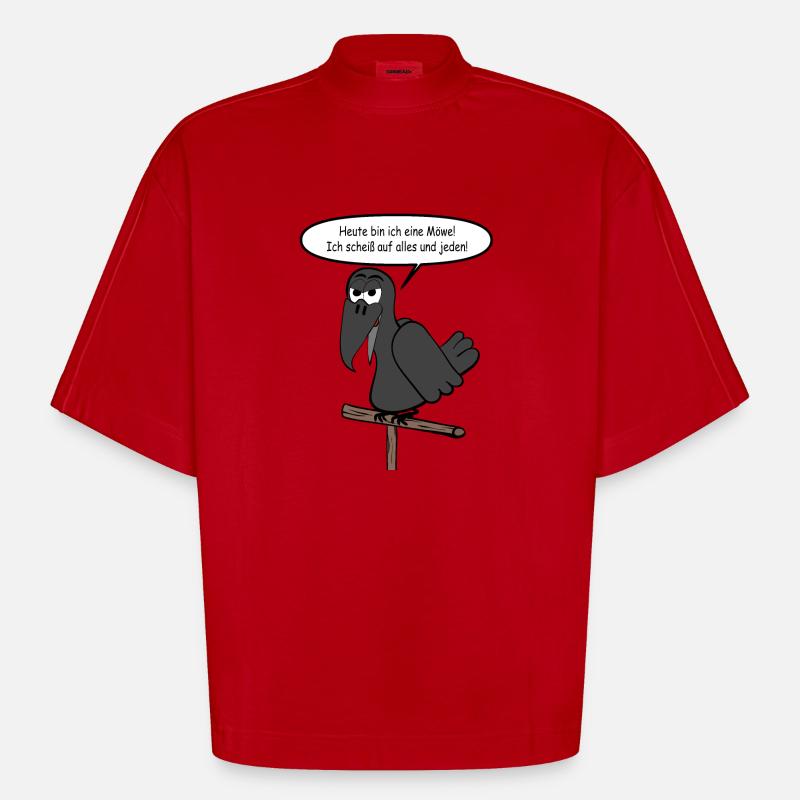 Heute bin ich eine Möwe - Heavyweight Oversized Organic Boxy T-Shirt Made in EU - Rot