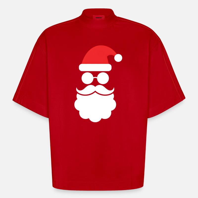 Weihnachtsmann mit Bart Minimal Kopf Design - Heavyweight Oversized Organic Boxy T-Shirt Made in EU - Rot