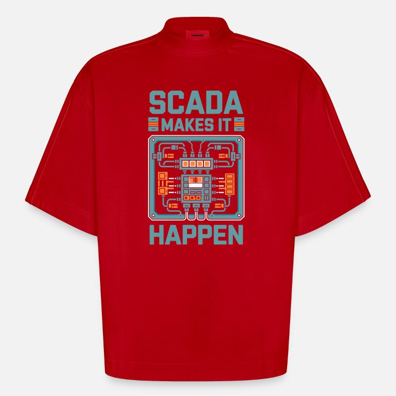  SCADA Makes It Happen Automatisierung Technik - Heavyweight Oversized Organic Boxy T-Shirt Made in EU - Rot
