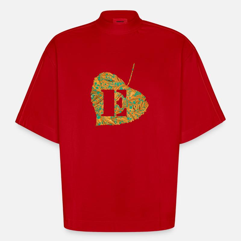 Feuille E 95 E - T-shirt bio épais oversize Boxy fabriqué en UE - rouge