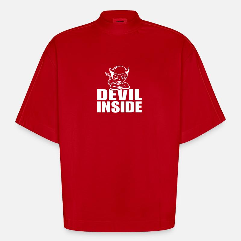 Devil-Inside - Heavyweight Oversized Organic Boxy T-Shirt Made in EU - Rot