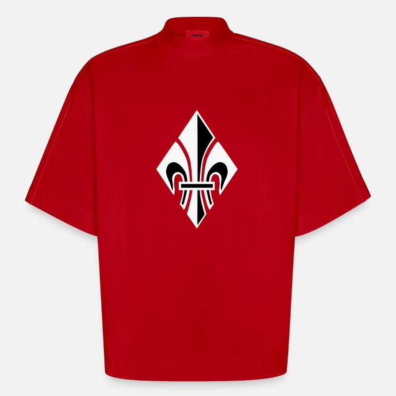 Lys de diamant blanc - T-shirt bio épais oversize Boxy fabriqué en UE - rouge