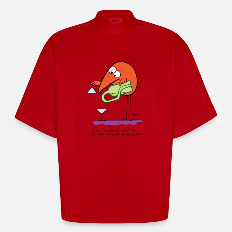 No solution no problem - Heavyweight Oversized Organic Boxy T-Shirt Made in EU - red