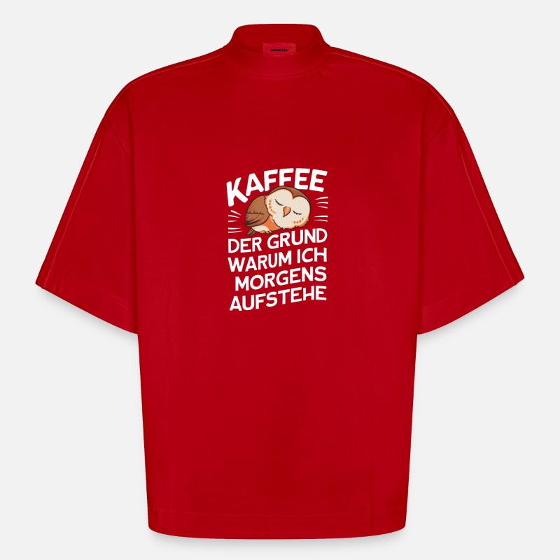Nachteule Eule Eulen Vogel - Heavyweight Oversized Organic Boxy T-Shirt Made in EU - Rot