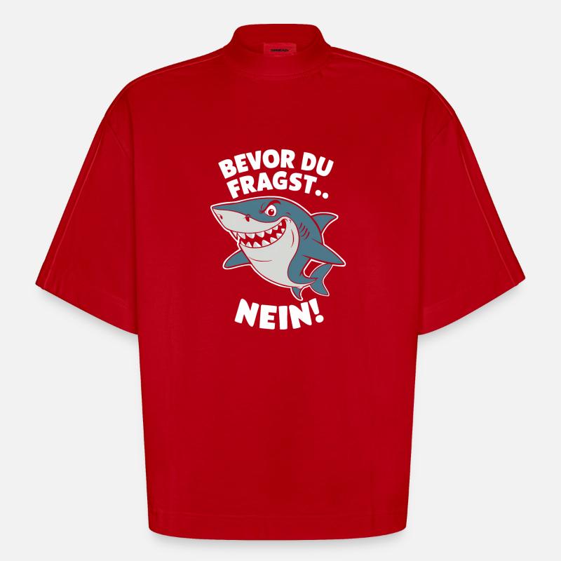Requin Requin Requins Requin - T-shirt bio épais oversize Boxy fabriqué en UE - rouge
