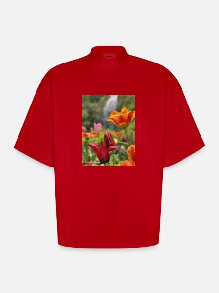 Tulpen bunt - Heavyweight Oversized Organic Boxy T-Shirt Made in EU - Rot