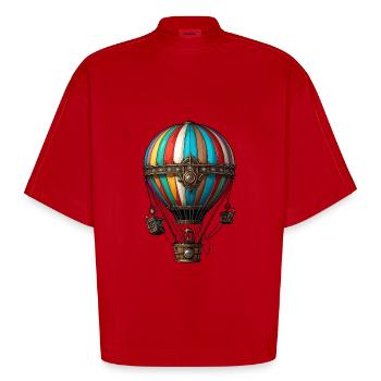 Montgolfière - T-shirt bio épais oversize Boxy fabriqué en UE - rouge - Devant
