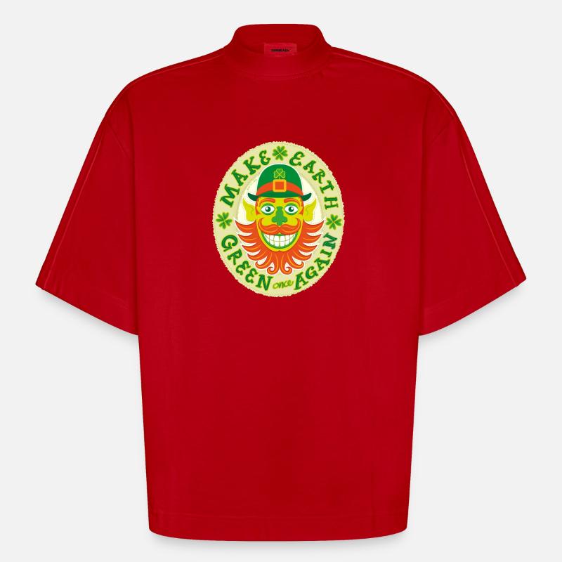 Make Earth green once again - Heavyweight Oversized Organic Boxy T-Shirt Made in EU - red
