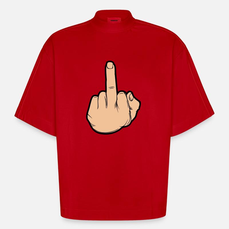 Doigt d’honneur de la main - T-shirt bio épais oversize Boxy fabriqué en UE - rouge