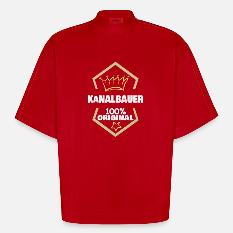 Work Sewer Builder - Heavyweight Oversized Organic Boxy T-Shirt Made in EU - red
